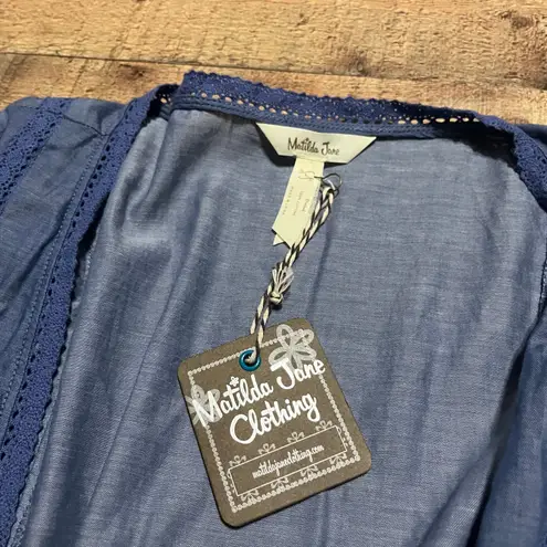 Matilda Jane NEW Women's Chambray Waist Tie Hour By Hour Jacket Shirt Sz L Layer