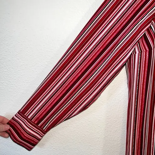 East 5th Red Metallic Striped Long Sleeve Button Up Shirt Women's Size 1X