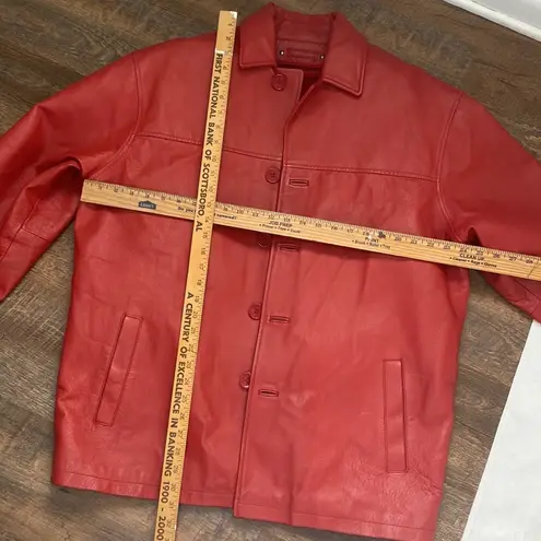 VNTG RED FULL GRAIN LEATHER W/ZIP OUT LINING DEEP POCKETS SEXY JACKET MADE IN US Size 16