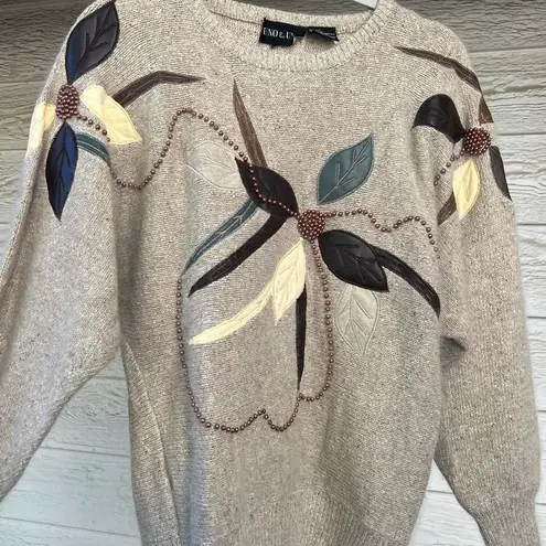 Vintage Uno & Una Neutral Color Funky Sweater Size Small Green