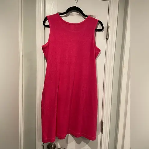 NWOT Metropolitan Size S Bright Pink Terry Cloth Tank Sun Dress Coverup Pockets