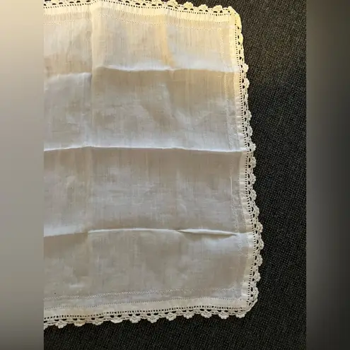 His and Hers Vintage White Lace Trim Handkerchief