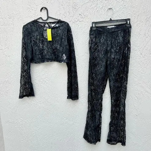 Club L London sheer perfection lace set pants crop top size 2 US