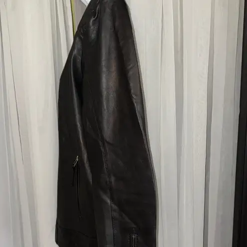 Sleek Black Leather Jacket for Women Size XL