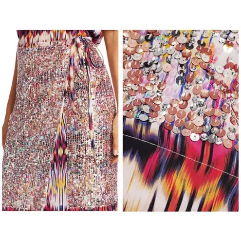 Le Superbe MultiColor Gia Shine Sequin Wrap Skirt Pink Size 0