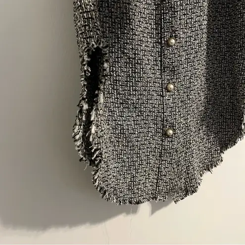 Black and White Tweed Shacket shirt jacket up gold pearl button up large Hi Cut