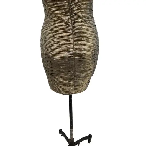 Torn By Ronny Kobo Kaitlyn Metallic Gold Charcoal Mini Dress Size Small