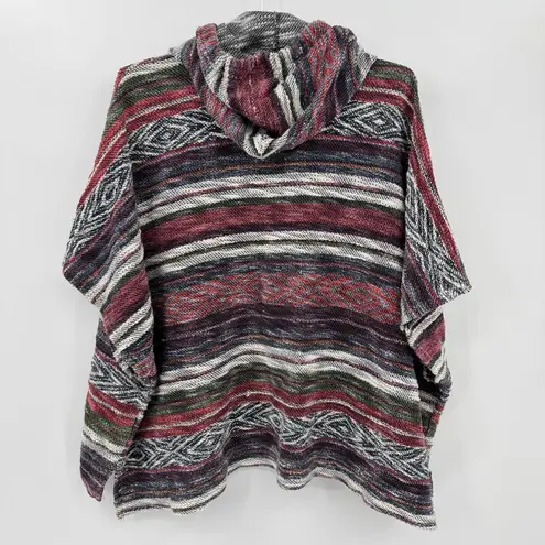 Billabong  Striped French Terry Cardigan Boho Rasta Woven Hooded Shrug Jacket S/M