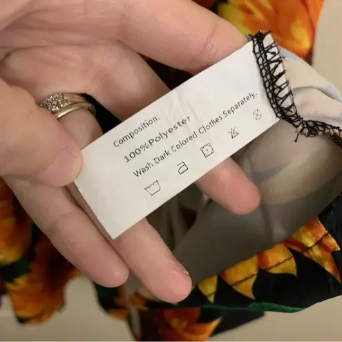 DRESSFO Tie Waist Boho Sunflower Midi Skirt Size 12