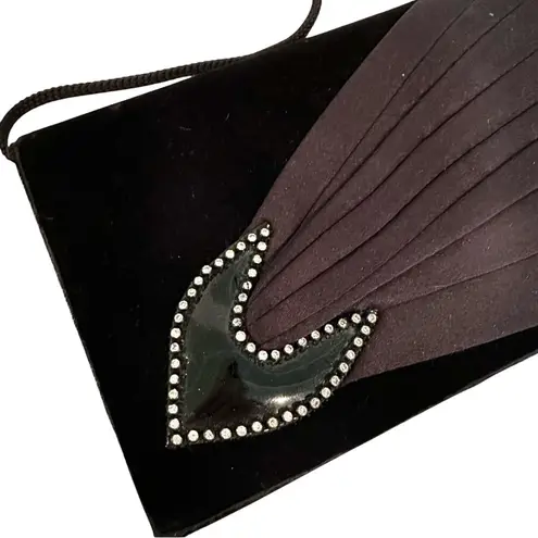 La Regale Vintage Velvet Clutch Women's Black Rhinestone 70s Whimsigoth Dainty
