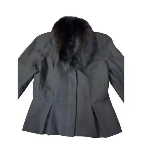 Vintage Peplum Jacket Womens S? Used Black Lined Fuzzy Collar