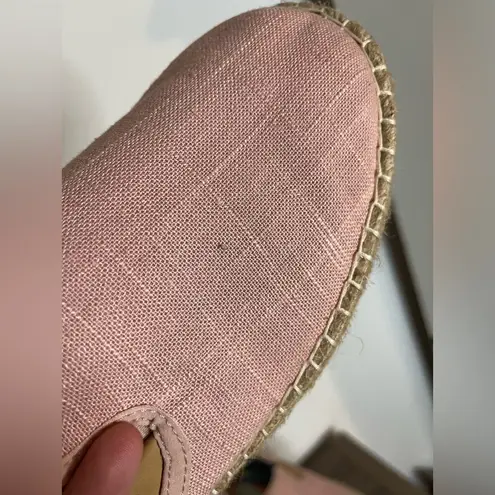 Olukai Kaula Pa'a Kapa Pink Linen Espadrilles Rope Fiber Sole Slip On Shoes Sz 9