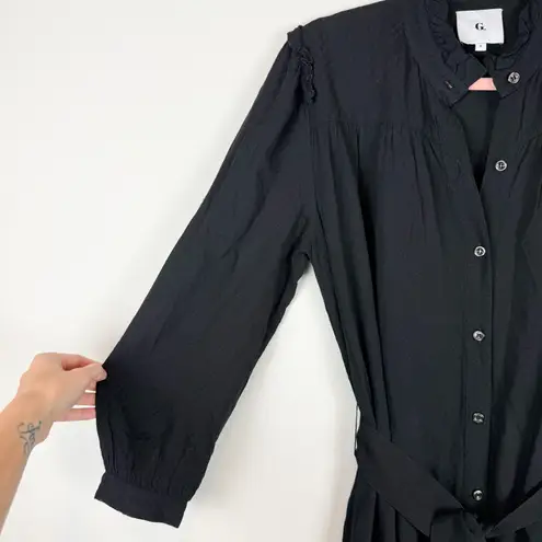 G. Label by GOOP Tizzie Midi Shirtdress Long Sleeve Black Buttob Up Size 8 Rare