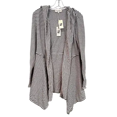 Max Studio  Weekend Open Waterfall Striped Cardigan Womens Medium Navy Nautical - Image 2