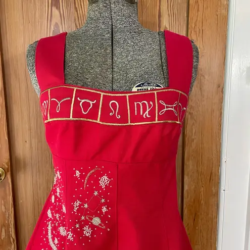 Rare Vintage Christian Llinares Celestial Astrology Dress & Jacket Set Y2K Sz S Red