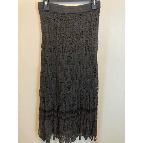 American Vintage Vintage Black Maxi Length Crochet Elastic Waist Boho Skirt Size Small