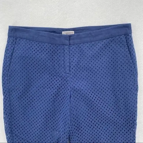 Chelsea28 Navy Cotton Eyelet Mid Rise Crop Pant