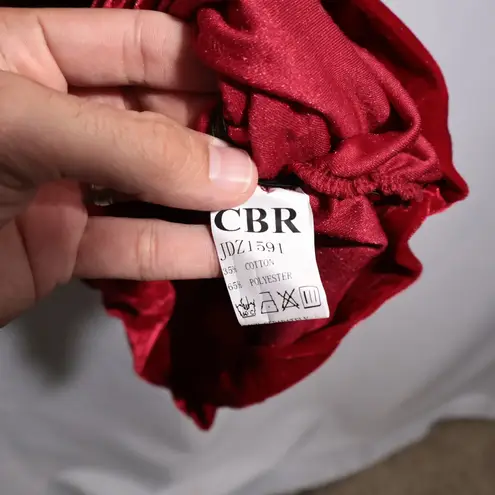 NWT CBR Red Velvet Ruched Long Sleeve Bodycon Midi Dress Holiday Baddie Velour L Size L