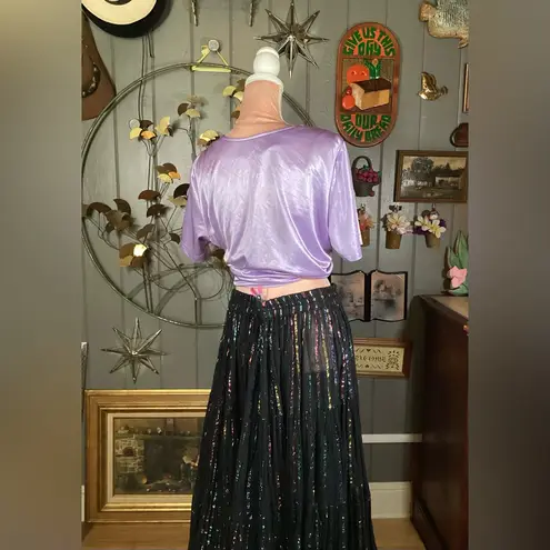 90’s Style Faux Silk Purple Shirt Large