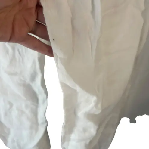 Ellen Tracy Size Medium Linen White Flowy Lightweight Straight Leg Pants