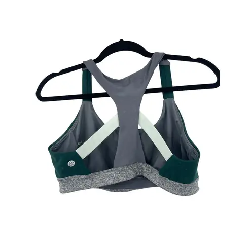 Zella  Bra Womens Large Sports Moss Green Gray Colorblock Cutout Racerback