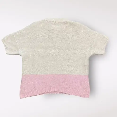 Lilla P Color blocked Wool Alpaca Crewneck Sweater Womens M/L Pink White Size M