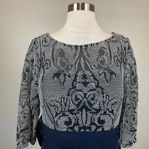 JS Collections Embroidered Chiffon Evening Gown Blue Size 10 Formal Dress