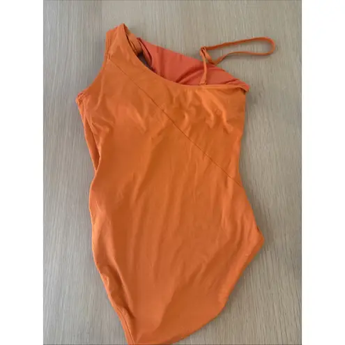 Carmen Marc Valvo Twisted One-Shoulder One-Piece Orange Size 10 Xx1376