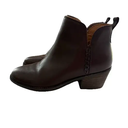 Earth Women’s 6.5 Marisole Block Heel Slip On Zipper Brown Leather Ankle Boots