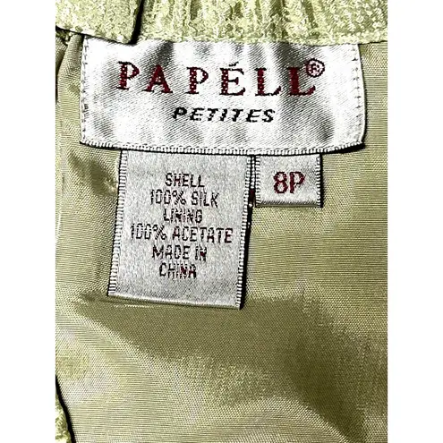 Papell Petites Vintage 90s 8P Sage Green Silk Beaded Skirt Suit Mother Bride