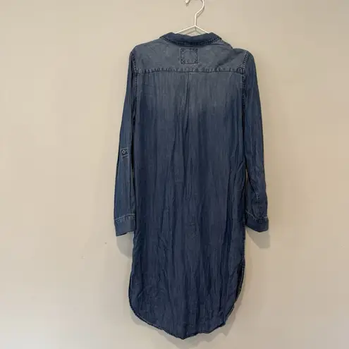 Rails Dark Wash Chambrah Denim Pullover Collared Shirt Midi Dress Sz Small 1650