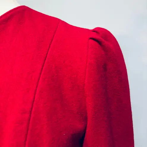 Vintage Christmas Red 60s Pure Wool Cropped Blazer Jacker, Size Small