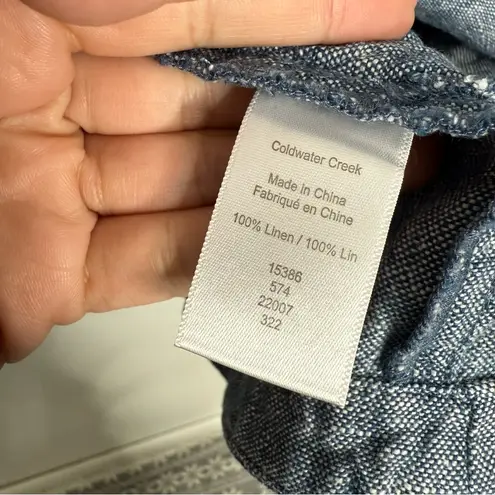 Coldwater Creek 100% Linen Oversized Button Down Shacket Jacket Blue Size 2X - Image 7