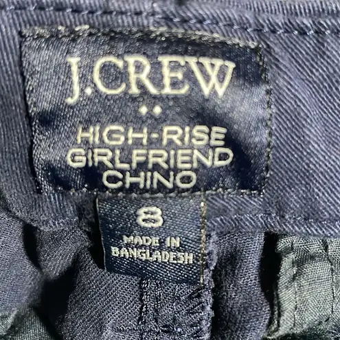 J Crew Factory High Rise Girlfriend Chino Pants Navy Blue Sz 8 Cotton/Elastane