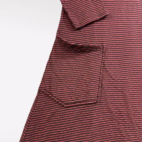 Cut Loose XS Dress 3/4 Sleeve Striped Pockets Shift Maroon Midi Raglan Cozy $129 Red