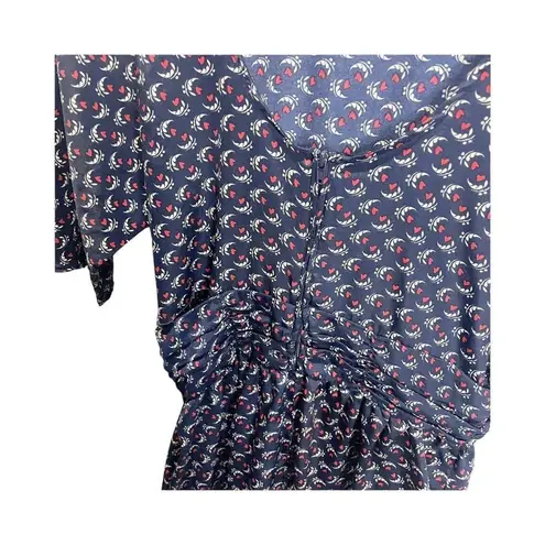 Xhilaration  Women's M Heart Printed 1/2 Sleeve Pocketed Dress Navy Blue Pockets