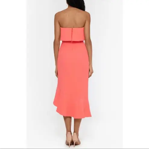 XScape Women's Denisse Scuba Crepe Bustier Ruffle Skirt Dress Coral Size 4 NEW