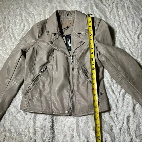 BLANK NYC  Size M Life Changer Taupe Vegan Leather Full-Zip Moto Jacket Neutral