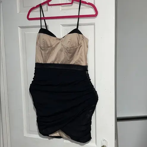 Mystic beige black bustier ruche dress padded cups