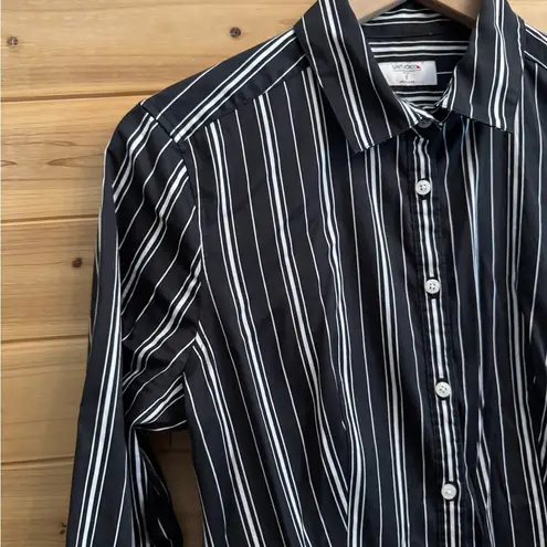 Untuckit For Her Size 8/Medium Willow Black White Stripe Long Sleeve Shirt Dress