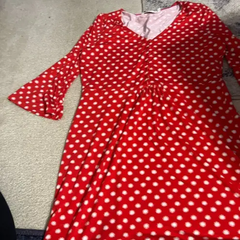 BODEN Scarlett Jersey Tunic Dress Red Pop Star 3/4 Sleeve US Size 12