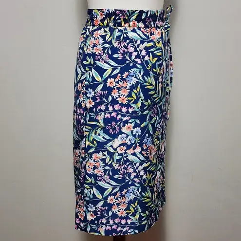 Talbots  blue floral pull on a-line skirt size 16