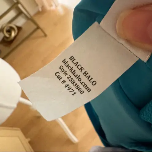 Black Halo BLACK HALO Teal Gretchen Dress Cow Neck Cocktail Size 10