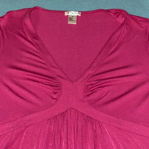 K JORDAN baby doll style tunic wide long sleeve pullover fuchsia pink size XL