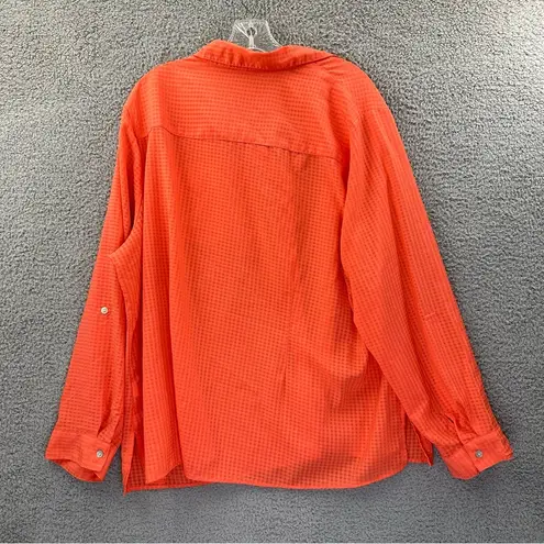 kim rogers  Curvy Long Sleeve Button Down Shirt Orange Women's 3X