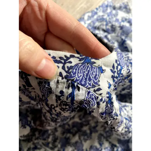 Isabel Marant Coastal Lightweight Ruffle Boho Blouse Medium Blue Cottage Light