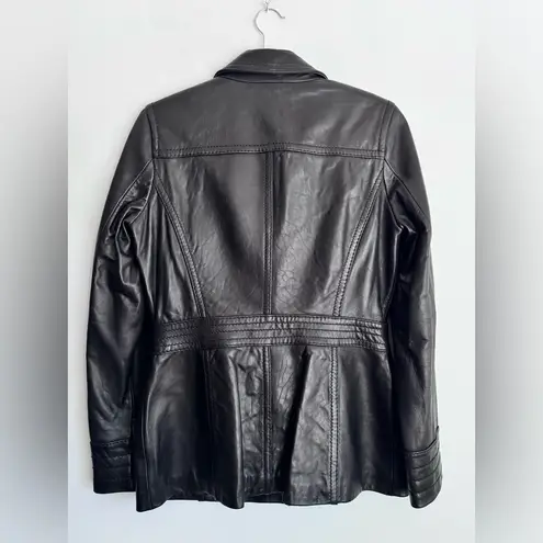 Avanti Women’s Black Leather Lambskin Jacket Blazer 3 Button Buttery Soft Size M