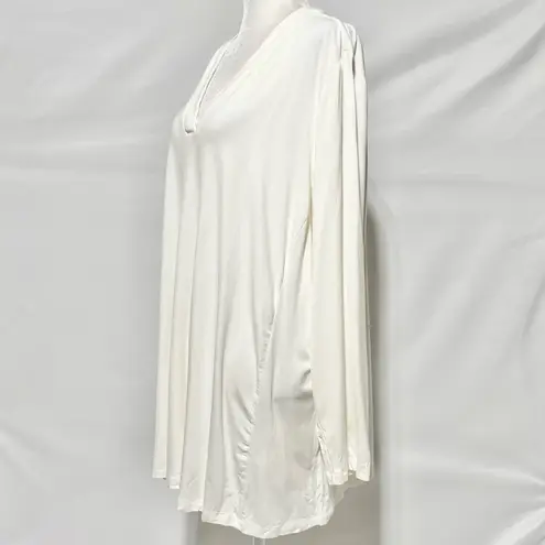 Susan Graver New Ivory Knit Long Sleeve V-Neck A-Line Tunic Top Petite Size 3X