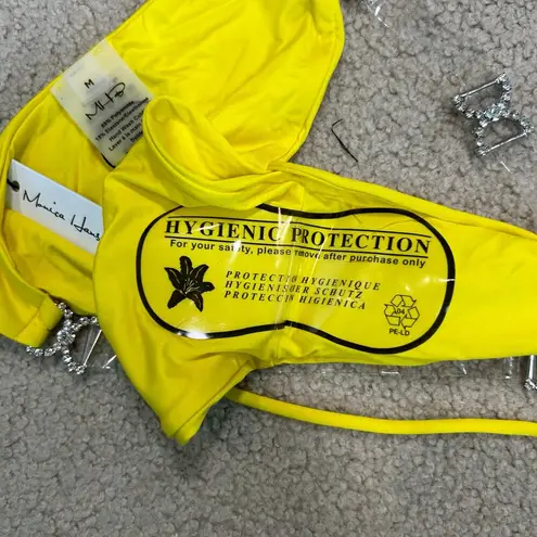 NWT Monica Hansen Yellow Shine Like A Diamond Bikini Bottoms Swim Paddle Size M Size M