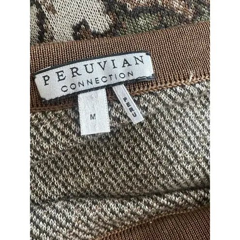 Peruvian Connection Skirt, Sz M Pima Cotton Maxi Knit Floral Botanical (b8)